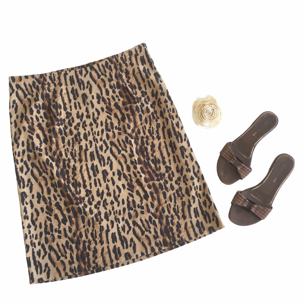 ABS Allen Schwartz ✦ Leopard Print Pencil Skirt ✦ 10P Petite ✦ - Picture 2 of 10